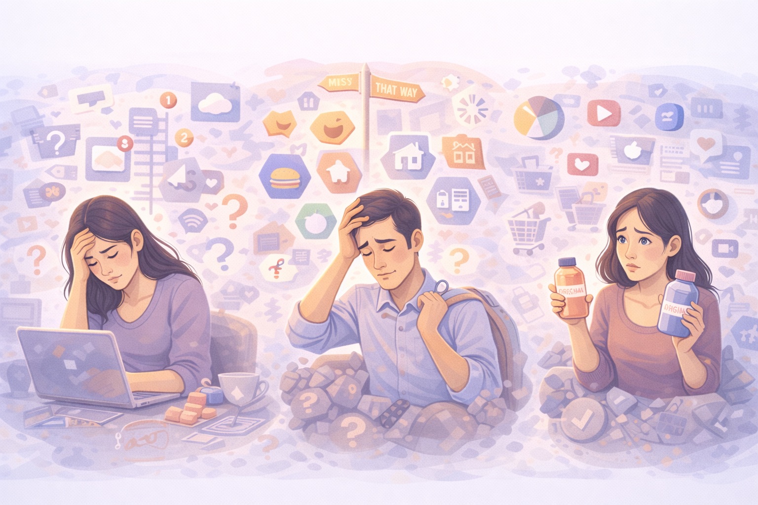 Abstract illustration representing decisions struggles