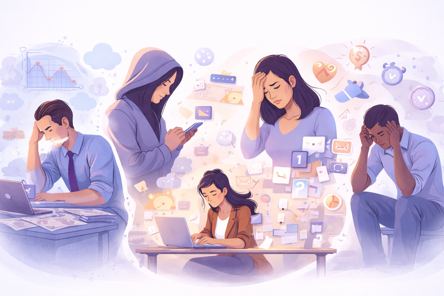 Abstract illustration representing the struggles of modern life