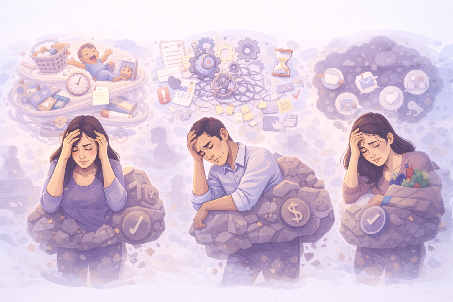 Abstract illustration representing mental load struggles