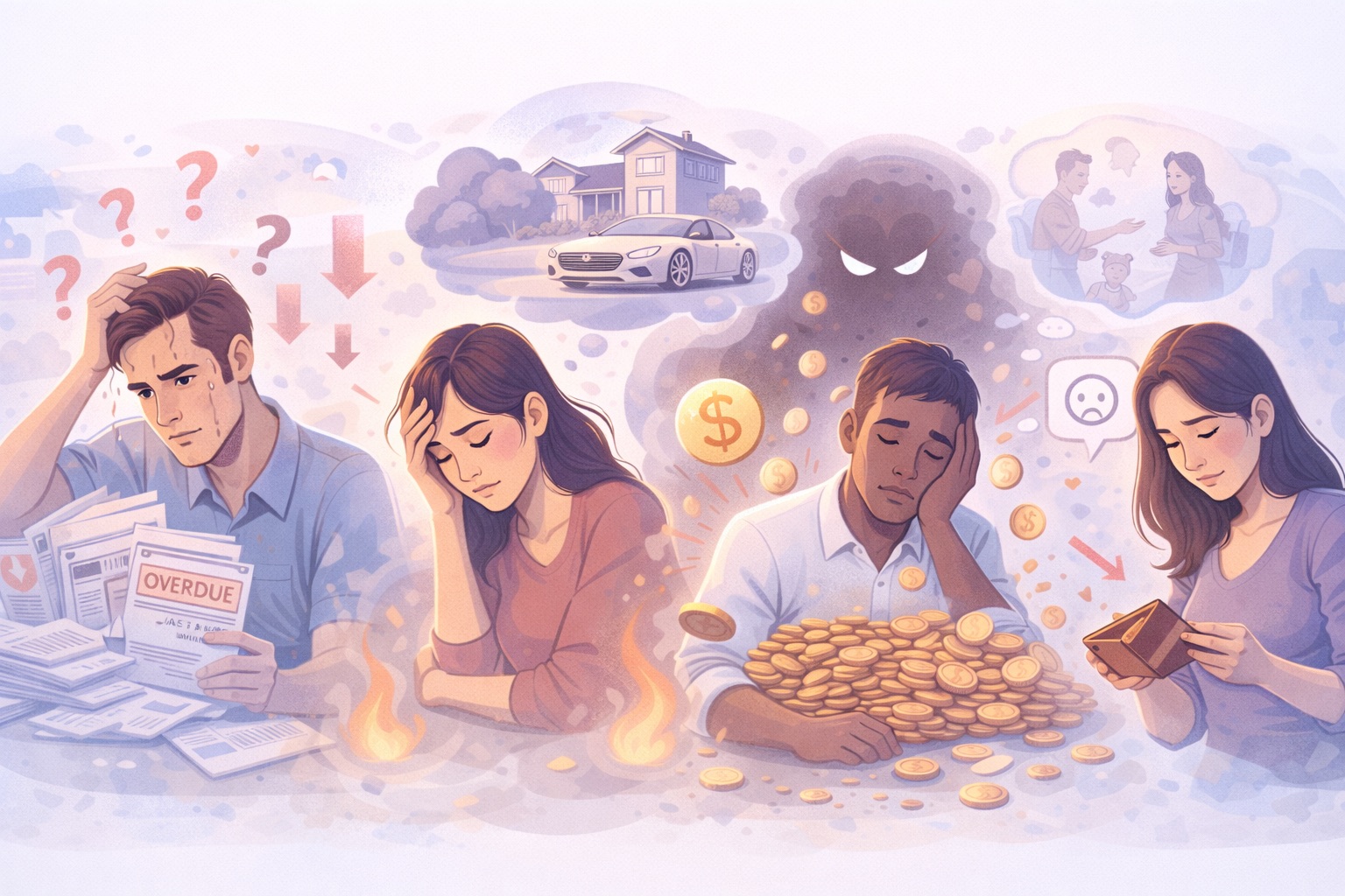 Abstract illustration representing money struggles